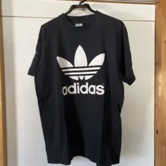 USA製90sアディダス両面ビッグトレフォイルTシャツMブラック黒adidas
