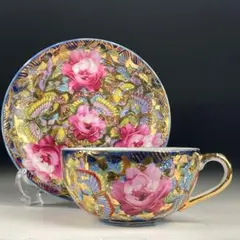 オールドニッポン 松風 金彩 蓮文様 スナックセット アンティーク 里帰り オールドニッポン 松風 金彩 蓮文様 スナックセット アンティーク