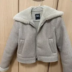 新品ZARA フード付きベージュボアジャケット