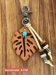 デニムリメイク☆フェザー＆バッファロー☆Keyチャーム☆バッグ