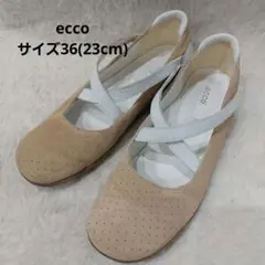 ecco エコー　バレーシューズ　メリージェーン　フラットシューズ　ベージュ