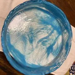 ブルー マーブル調 ガラス製 丸型 フラワーベース 花器　食器のサムネイル