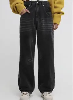 【MASONPRINCE】 ワイドストレートシルエット ハイウエストデニムパンツ