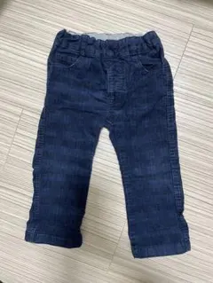 無印良品　ネイビー チェック コーデュロイズボン 90サイズ