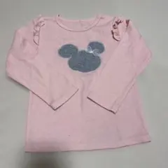 ミニー風♪ 立体リボン付 長袖Tシャツ ピンク 95 100