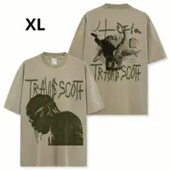 トラヴィス スコット 両面プリント ヴィンテージ加工 カーキ Tシャツのサムネイル