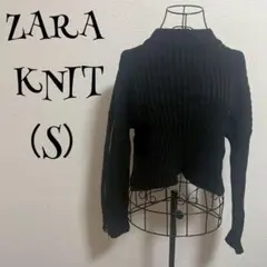 ZARA KNTT（USA S）ニット/ブラック/ファスナー/クロップド/無地