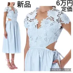 新品セルフポートレート3Dレース刺繍カットアウト ドロストリボンワンピース