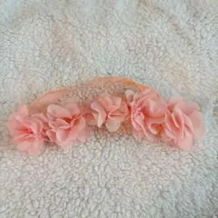 花飾り付きピンクヘアバンド　ベビー用