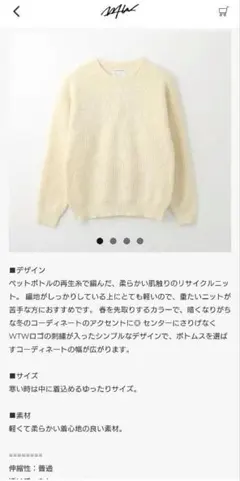 新品未使用　WTW ホワイトクルーネックニット　セーター