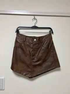ZARA フェイクレザー ミニスカート ブラウン
