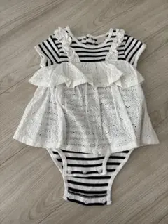 petit main フリル付きロンパース 80