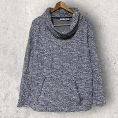 Croft&Barrowグレー ミックスニットタートルネック風トップス 【XL】
