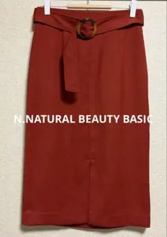 N.NATURAL BEAUTY BASIC 前スリットベルト付き スカート