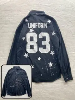 uniform experiment 83 星柄 ブラック 長袖シャツ