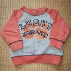 .トレーナー 90サイズ オレンジ/グレー