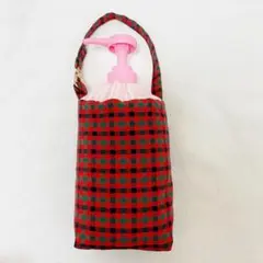 ハンドメイド ♡ ファミリアチェック赤 手ピカジェル 300ml ホルダー