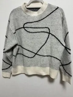 GORGE 抽象柄ニット F オーバーサイズ スリット入