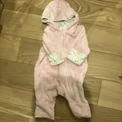 赤ちゃんの城フード付きピンクカバーオール 70cm