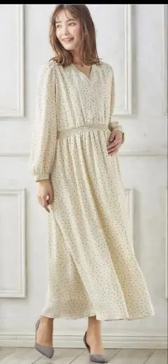 マタニティ&授乳服　ANGELIEBEドットホワイトワンピース