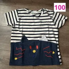 【美品】ベイビーチアー　猫Ｔシャツ紺(100)のサムネイル