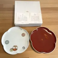 【新品】深川製磁　梅型八寸皿&寿赤絵 2枚セット