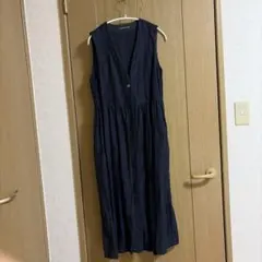 mizuiroind ネイビー ノースリーブ ロングワンピース