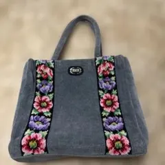FELIER フラワー刺繍 トートバッグ グレー