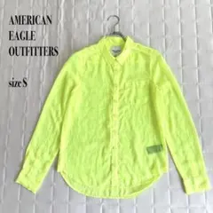 .AMERICAN EAGLE OUTFITTERS 蛍光　シアー長袖シャツ Sのサムネイル