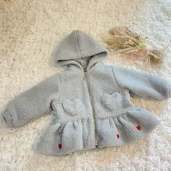 ❤️可愛いさ抜群❤️グレー ボアアウター ペプラム　ハートポケット付　95 コトリ