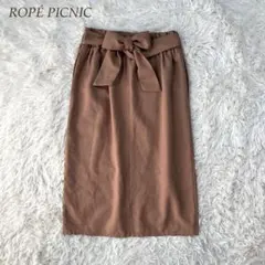 ROPE' PICNIC ウエストリボン タイト スカート ブラウン