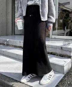 チャオパニックティピー　リブアイラインスカート　黒