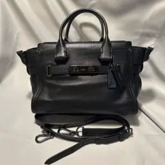 COACH トートバッグ ベルト レザー ブラック2way