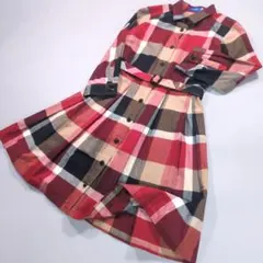 ブルーレーベルクレストブリッジ L シャツワンピース チェック Aライン フレア