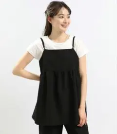 Smile Seed Store　ジャガードオーバーキャミソール　M　ブラック