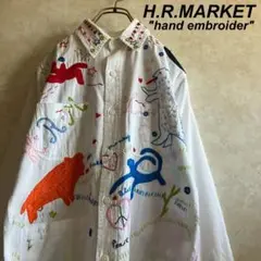 古着 ハリウッドランチマーケット 手刺繍 コットンシャツ 白