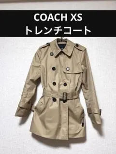 【良品】COACH ベージュ ダブルブレスト トレンチコート　ショート丈