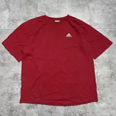 USA製 アディダス Tシャツ レッド ワンポイント刺繍ロゴ XL