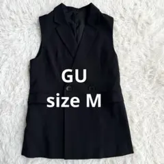 GU ブラック ダブルブレスト ベスト　ジレ　M