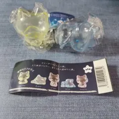 YELL 透明小猫 Clear kitten ソフビマスコット ブルー＆イエロー