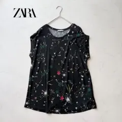 【最終価格❣️】ZARA 星柄トップス★ 半袖 黒 総柄 M〜L相当のサムネイル