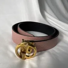 グッチ GGロゴバックル リバーシブル レザーベルト ブラック×ピンク 金