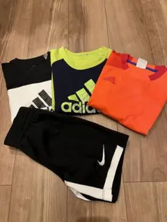 adidas & Nike スポーツウェアセット（Tシャツ3枚、ショーツ1枚）