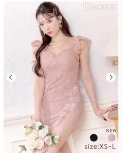 DAZZY ピンク レース ミニドレス Mサイズ