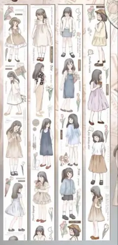 海外マステ　pet 小白家 女の子　切り売り　マスキングテープ