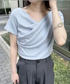 【RANAN】2WAYドレープオフショルリブＴシャツ/接触冷感・UV対策のサムネイル