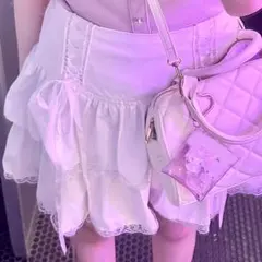 ホワイト レース ティアード ミニスカート
