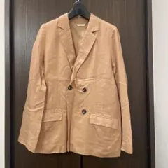 ②光沢　ジャケット　ベージュ　ゴールド