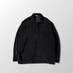 ラルフローレン ベロア 長袖 ポロシャツ 黒 XL ブラウン　茶　古着