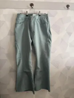 Jieda ブーツカットパンツ ダメージ加工 ミント